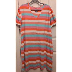 MUK LUKS Women's Plus Sz Dress 2X Cloud Knit Short Sleeve Nightgown Pink V Neck
